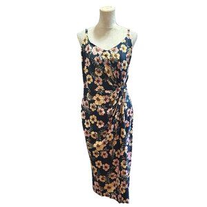 NINE BRITTON Vivienne Knit Fitted Floral Print Dress Cinch Waist Midi  Sz XXL